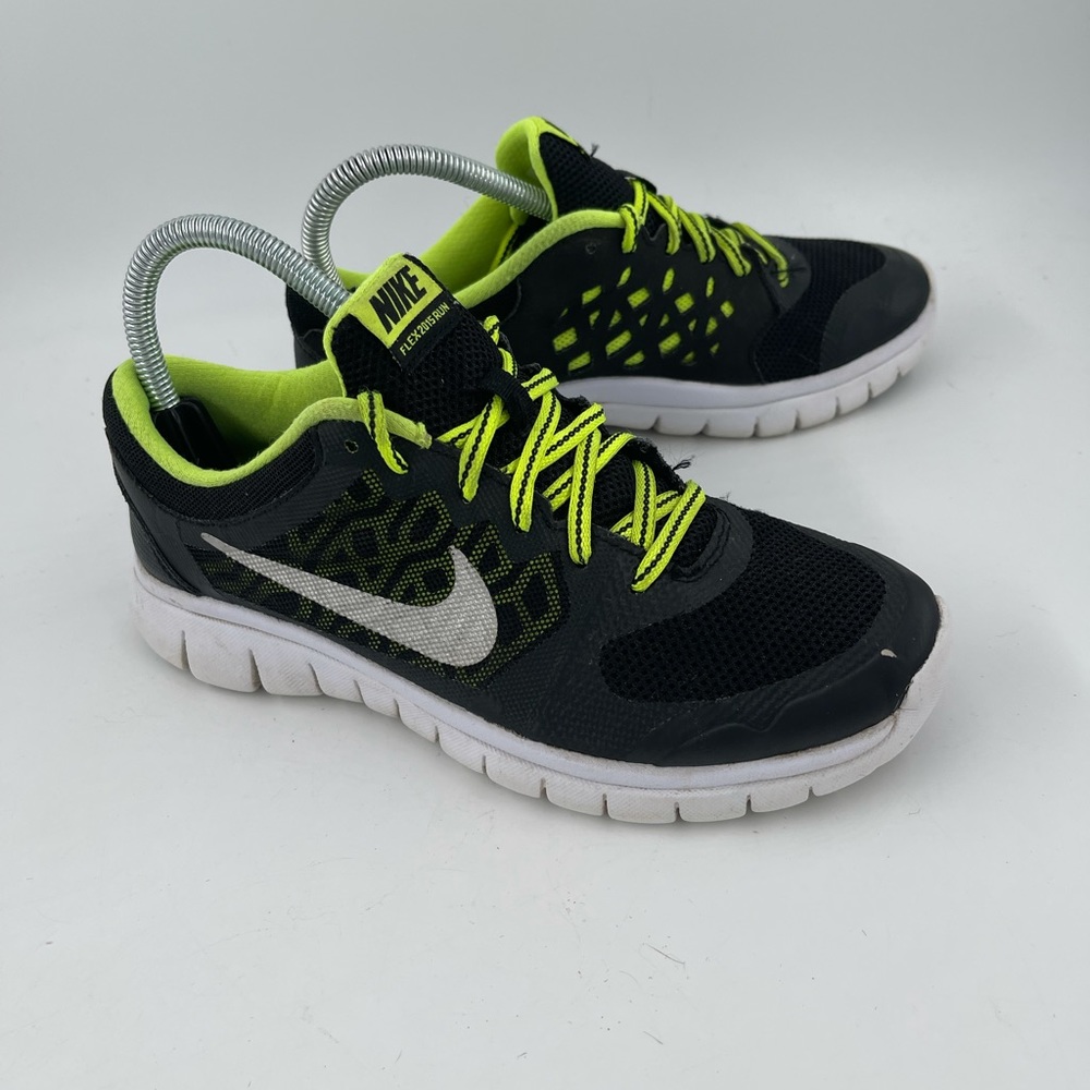 Nike Kids Flex Run Black Yellow Running Shoes Sneakers Size 5.5Y